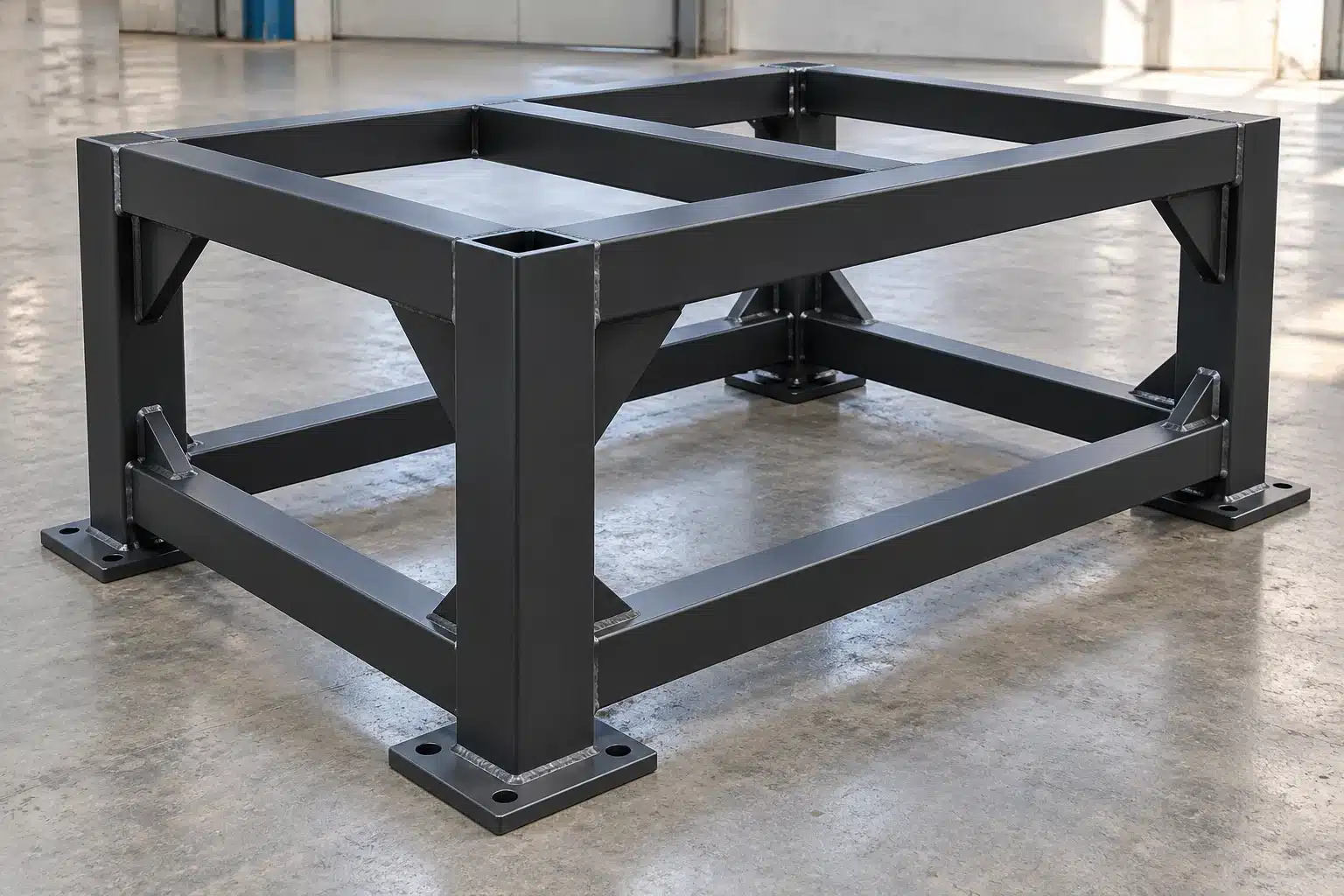Telaio industriale in acciaio al carbonio con protezione superficiale scura